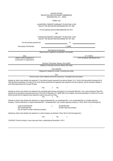 Thumbnail Park National Corp 10-Q Quarterly Report FY2011 