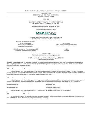 Thumbnail Federal Agricultural Mortgage Corporation 10-Q Quarterly Report FY2011 