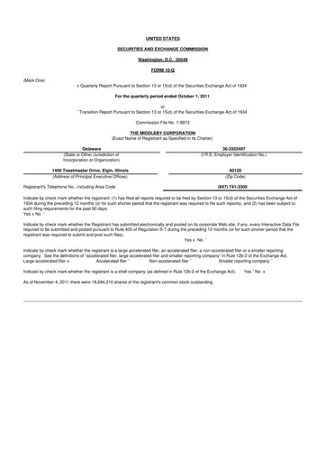 Thumbnail Middleby 10-Q Quarterly Report FY2011 