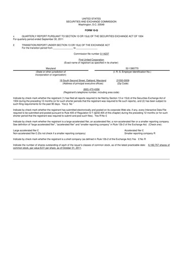 Thumbnail First United Corporation 10-Q Quarterly Report FY2011 