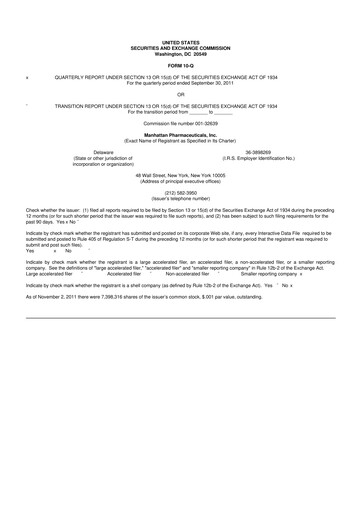 Thumbnail TG Therapeutics 10-Q Quarterly Report FY2011 