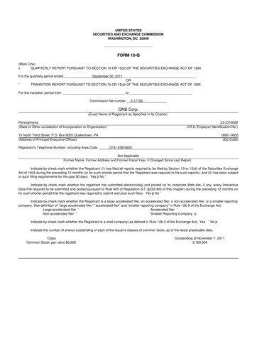 Thumbnail QNB Corp. 10-Q Quarterly Report FY2011 