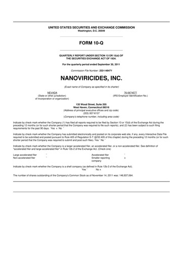 Thumbnail NanoViricides 10-Q Quarterly Report FY 