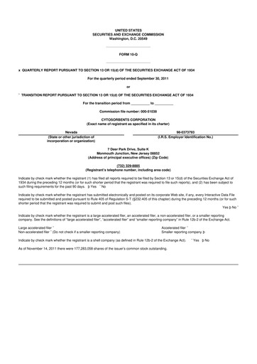 Miniature Cytosorbents 10-Q Rapport trimestriel 2011 