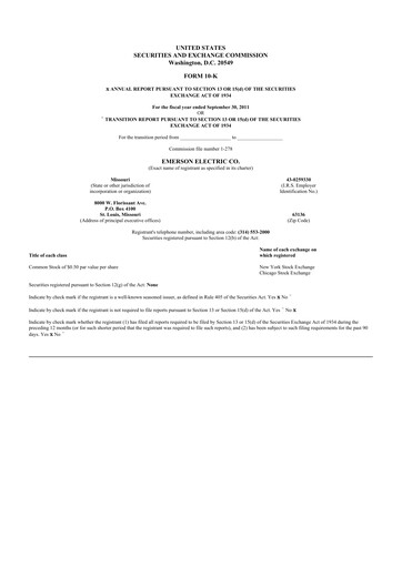 Thumbnail Emerson 10-K Annual Report 2011