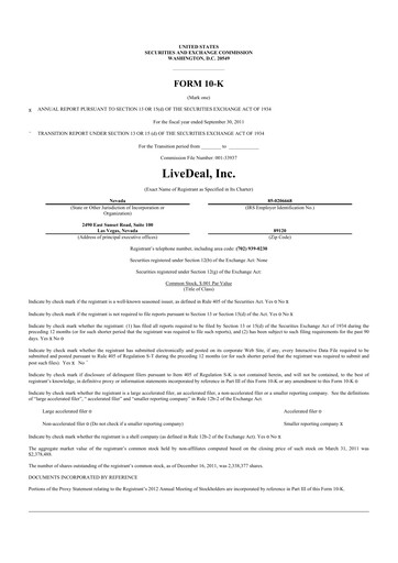 Thumbnail Live Ventures 10-K Annual Report 2011