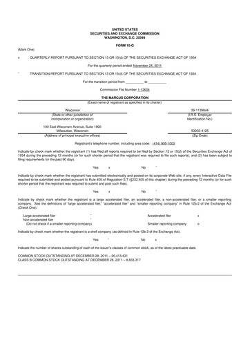 Thumbnail Marcus Corporation
 10-Q Quarterly Report FY2012 