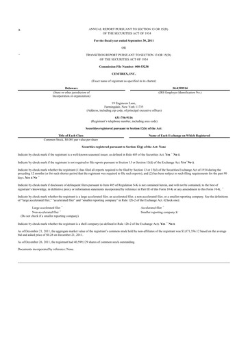 Miniature Cemtrex 10-K Rapport annuel 2011