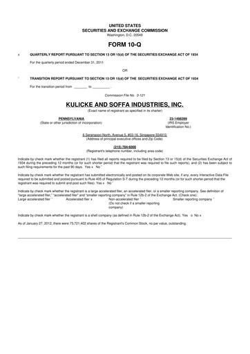 Vorschaubild Kulicke and Soffa Industries 10-Q Quartalsbericht 2012 