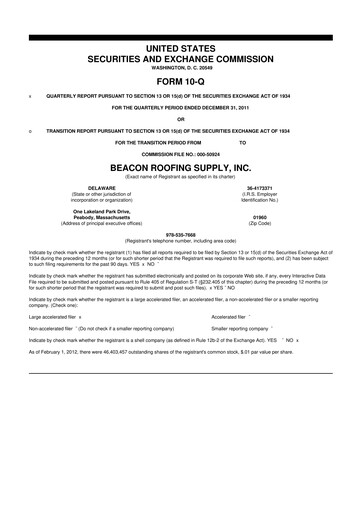 Vorschaubild Beacon Roofing Supply 10-Q Quartalsbericht 2012 