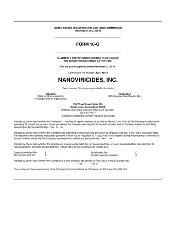 Thumbnail NanoViricides 10-Q Quarterly Report FY2012 