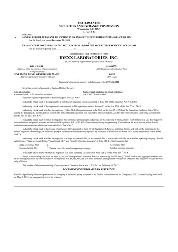 Thumbnail IDEXX Laboratories 10-K Annual Report 2011