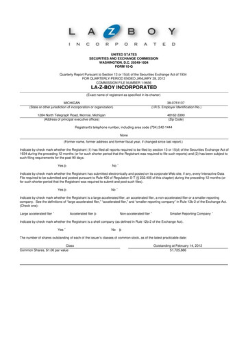 Thumbnail La-Z-Boy
 10-Q Quarterly Report FY2012 