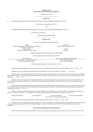 Thumbnail Equifax 10-K Annual Report 2011