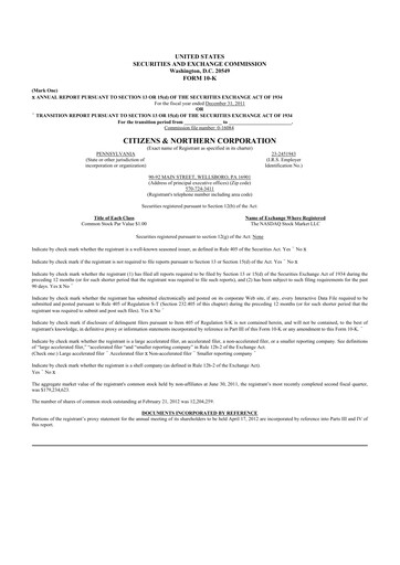 Thumbnail Citizens & Northern Corp 10-K Annual Report 2011