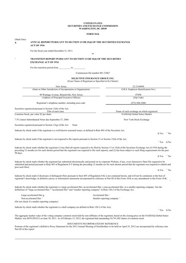 Thumbnail Selective Insurance 10-K Annual Report 2011