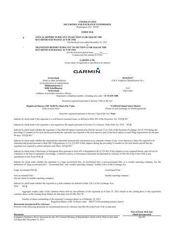 Thumbnail Garmin 10-K Annual Report 2011