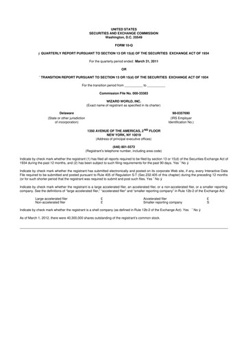 Thumbnail Prairie Operating 10-Q Quarterly Report FY 