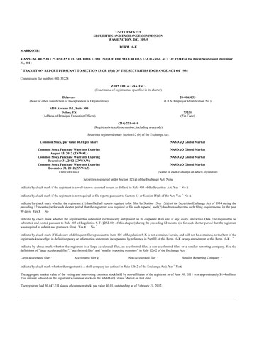 Miniature Zion Oil & Gas 10-K Rapport annuel 2011