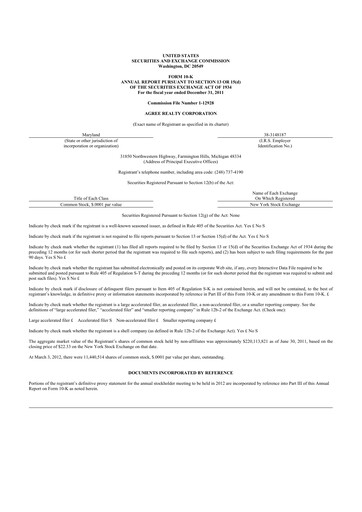 Thumbnail Agree Realty
 10-K Annual Report 2011