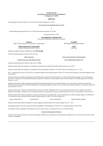 Thumbnail Middleby 10-K Annual Report 2011