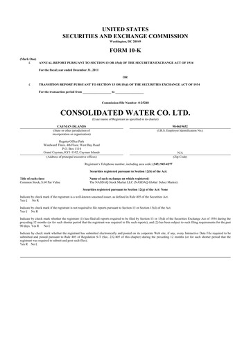 Thumbnail Consolidated Water 10-K Annual Report 2011