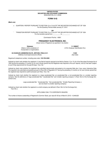 Thumbnail Frequency Electronics 10-Q Quarterly Report FY2012 