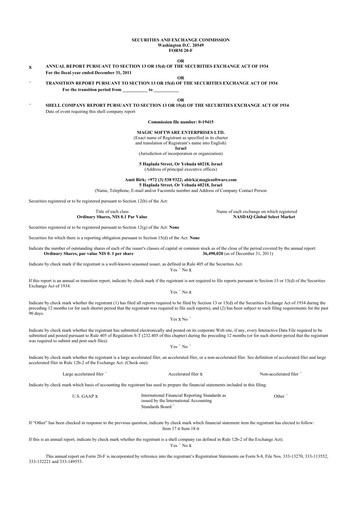 Vorschaubild Magic Software 20-F Jahresbericht 2011
