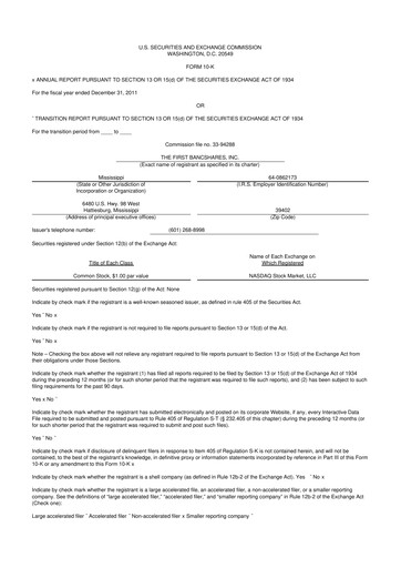 Thumbnail The First Bancshares 10-K Annual Report 2011