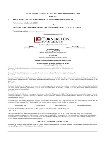 Vorschaubild SmartFinancial (SmartBank) 10-K Jahresbericht 2011