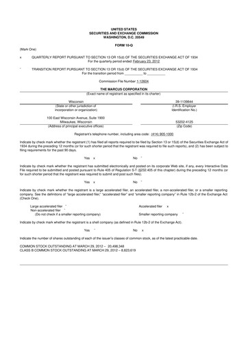 Thumbnail Marcus Corporation
 10-Q Quarterly Report FY2012 