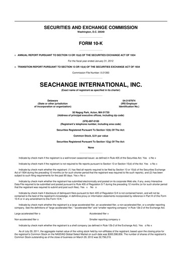 Thumbnail SeaChange International 10-K Annual Report 2012