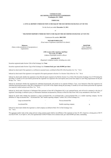 Miniature Prairie Operating 10-K Rapport annuel 