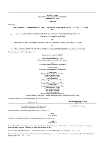 Thumbnail Jinko Solar 20-F Annual Report 