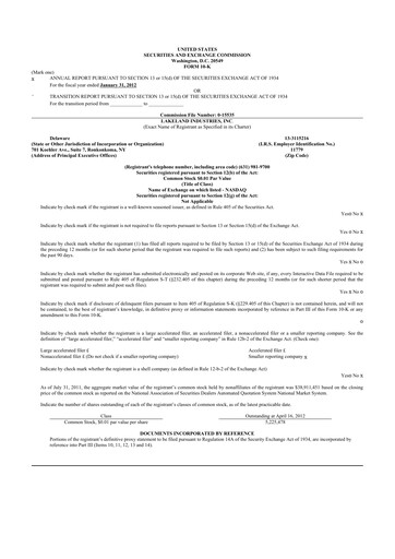 Thumbnail Lakeland Industries
 10-K Annual Report 2012