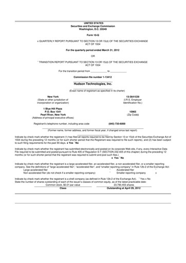 Thumbnail Hudson Technologies 10-Q Quarterly Report FY2012 