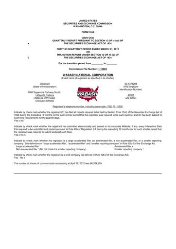 Thumbnail Wabash National
 10-Q Quarterly Report FY2012 