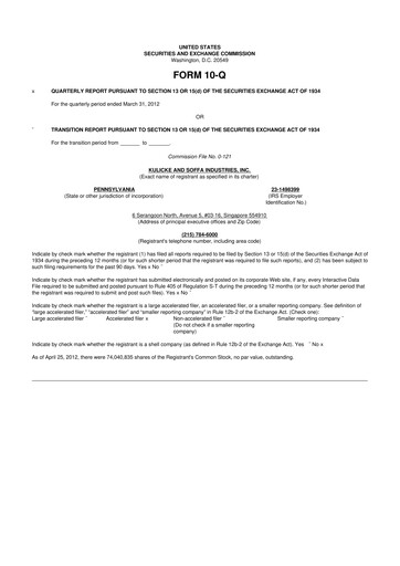 Vorschaubild Kulicke and Soffa Industries 10-Q Quartalsbericht 2012 