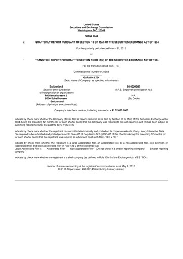 Vorschaubild Garmin 10-Q Quartalsbericht 2012 