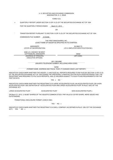 Thumbnail The First Bancshares 10-Q Quarterly Report FY2012 