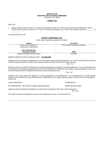 Thumbnail Hurco Companies 10-Q Quarterly Report FY2012 