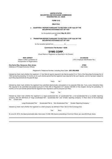 Thumbnail Trinity Place Holdings
 10-Q Quarterly Report FY2013 