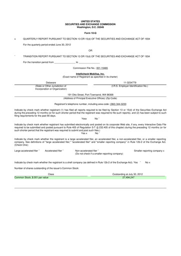 Miniature Intellicheck 10-Q Rapport trimestriel  