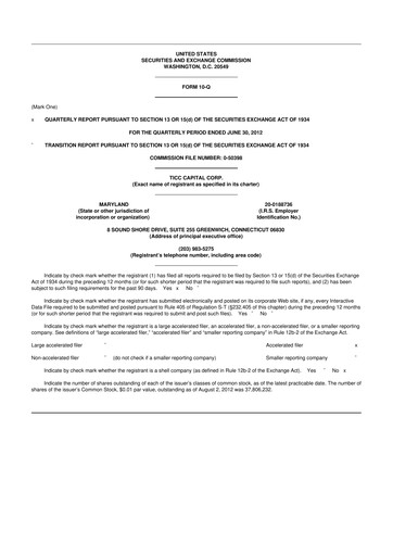 Miniature Oxford Square Capital
 10-Q Rapport trimestriel  