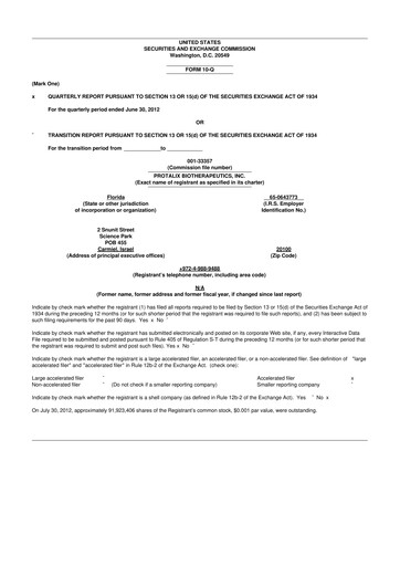 Thumbnail Protalix BioTherapeutics
 10-Q Quarterly Report FY2012 