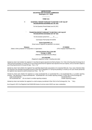 Thumbnail Golub Capital 10-Q Quarterly Report FY 