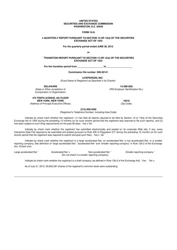 Miniature LivePerson 10-Q Rapport trimestriel 2012 