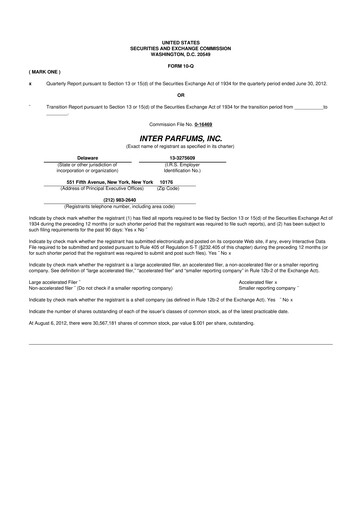 Thumbnail Interparfums 10-Q Quarterly Report FY 