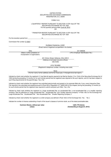 Miniature SB Financial Group 10-Q Rapport trimestriel 2012 