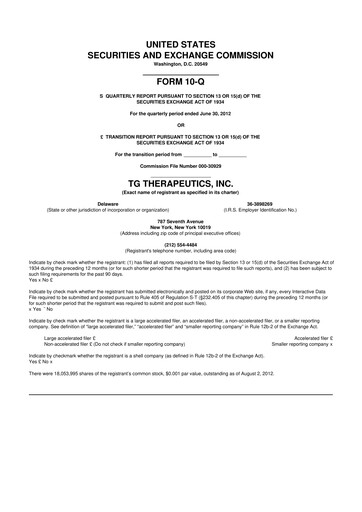 Thumbnail TG Therapeutics 10-Q Quarterly Report FY 